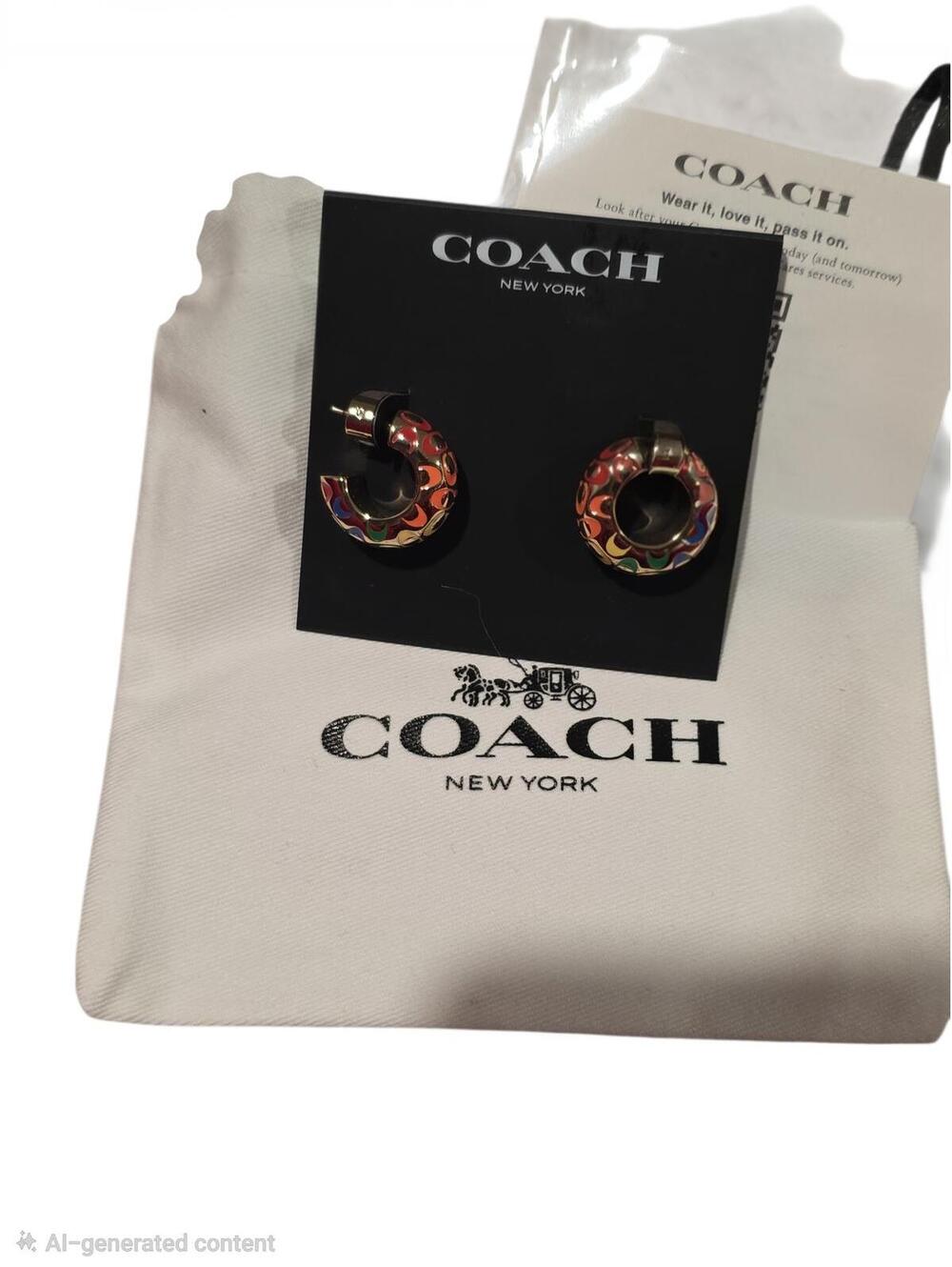 Coach Signature Enamel Huggie Hoop Earrings - Picture 2 of 4
